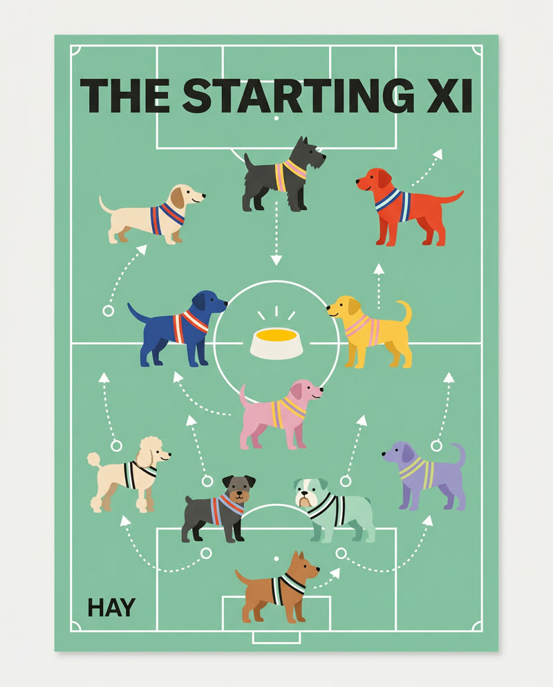 A tile I delivered for HAY's Dogs x FIFA 2026: Matchday Mutts grid