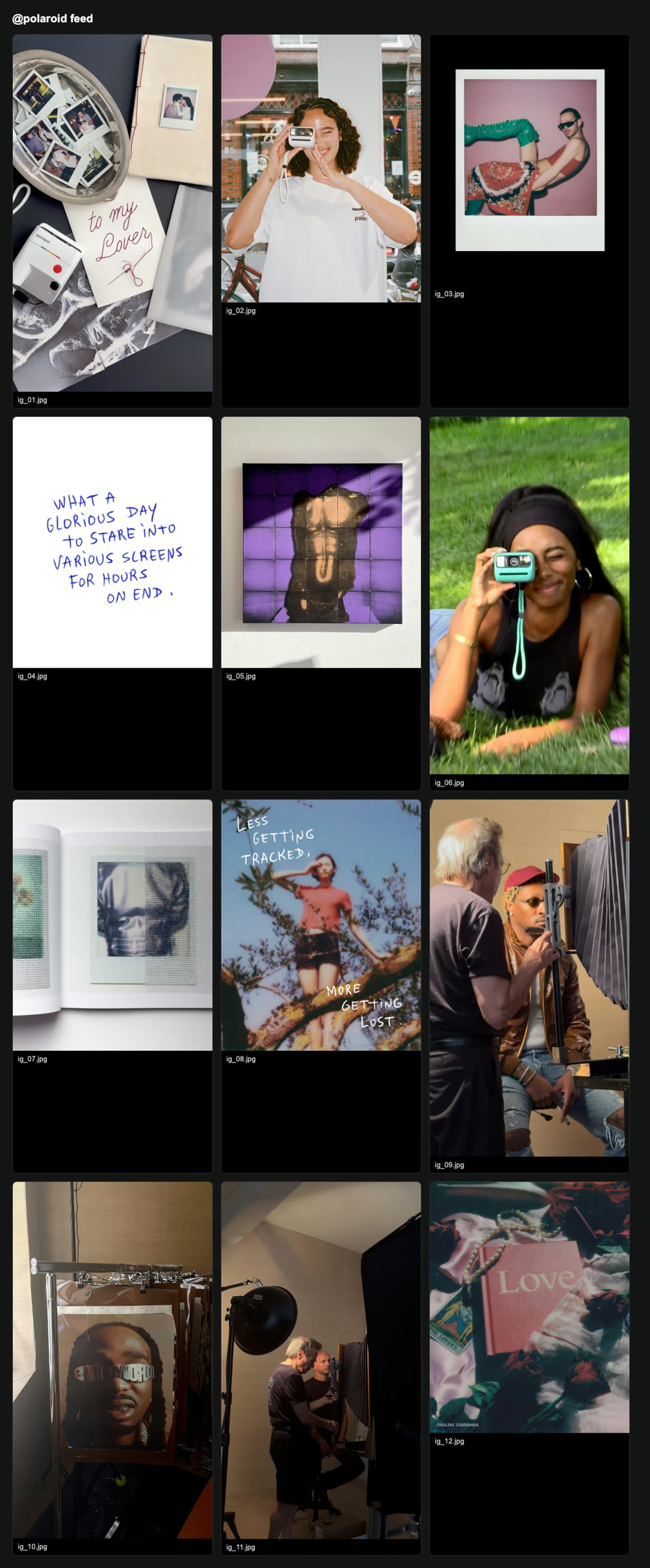 Real posts I scraped from the @polaroid Instagram feed to lock the current direction