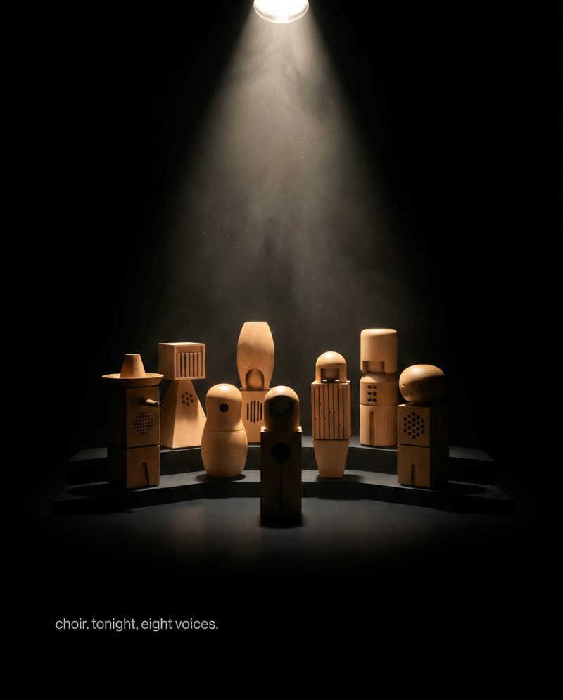 standing ovation (dark cinematic stage); a direction I rendered for real for Teenage Engineering